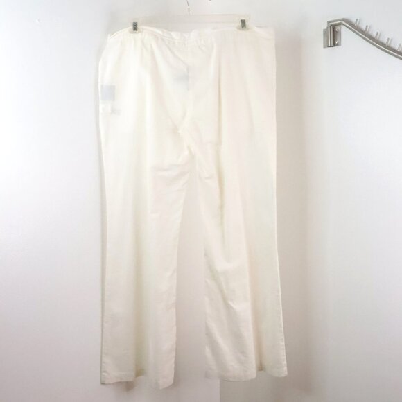 BCBG MaxAzria Women's L Ivory Linen Blend Drawstring Wide Leg Gauze Boho Pants - Picture 4 of 10
